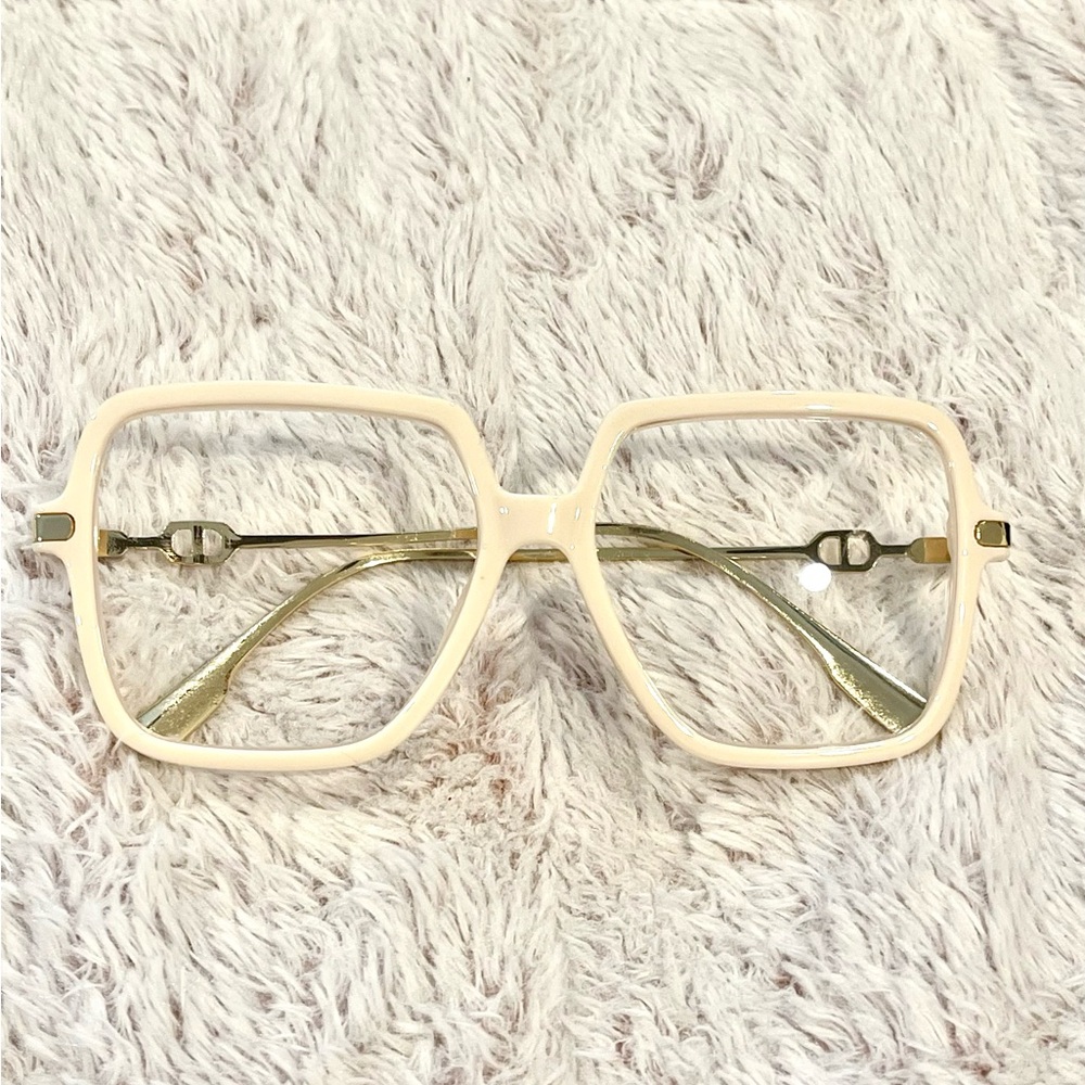 Cream Oversized Square Frame Glasses